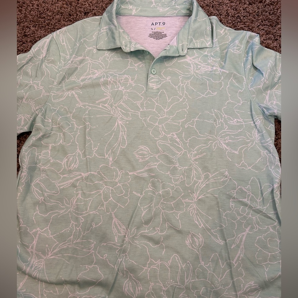 Floral Mint Green Polo Shirt donated